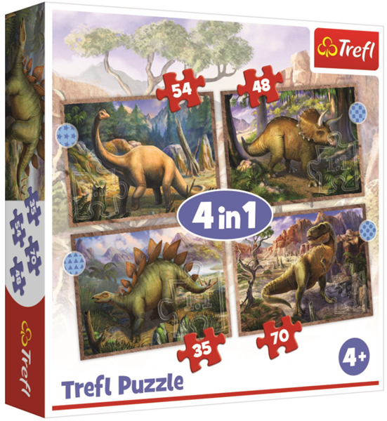 Puzzle Zajímaví dinosauři 4 v 1