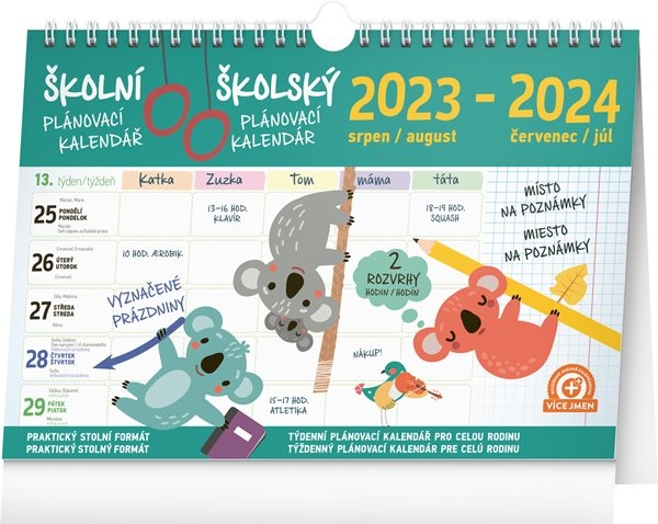 Školní plánovací kalendář 2023/2024 s háčkem