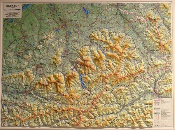 Beskydy - reliéfní - 1:66 666 - nástěnná mapa