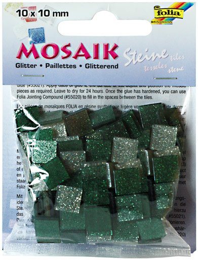 Mozaikové kamínky - se třpytkami - barva zelená
