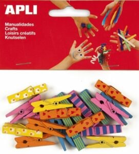 APLI Dřevěné kolíčky - barevný mix - 20 ks