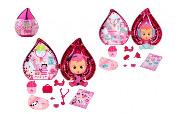 CRY BABIES Magické slzy Růžová edice plast panenka s domečkem a doplňky v slze 12 x 14 cm