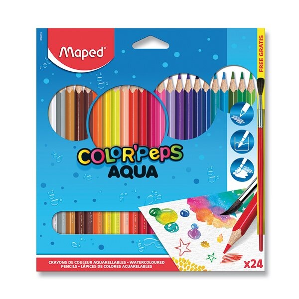 Pastelky MAPED Color'Peps Aqua - 24 barev + štětec