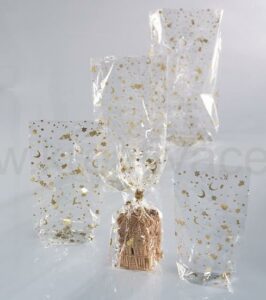 Celofánové sáčky se zlatým vánočním potiskem - 145 × 235 mm