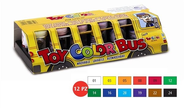 Temperové barvy Toy COLOR - 12 barev - 25 ml