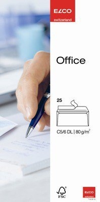 Obálky ELCO Office samolepicí s páskou DL bez okénka 25 ks bílé