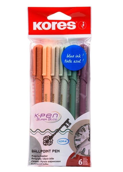 Kores Kuličkové pero K0 Pen Vintage Style 1 mm - sada 6 barev