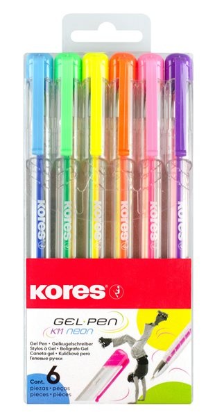 Kores Kuličkové pero K11 Pen Neon 1 mm - sada 6 barev