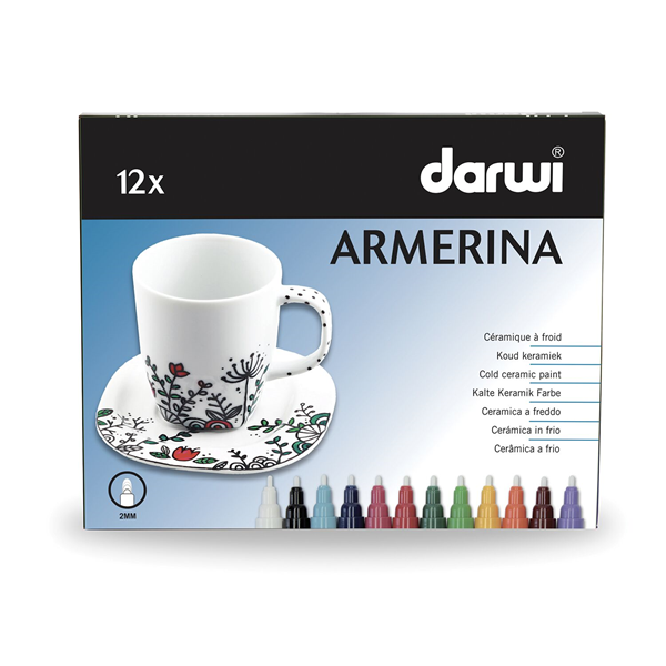 DARWI ARMERINA fixy na porcelán bez vypalování - sada 12 × 6 ml/2 mm