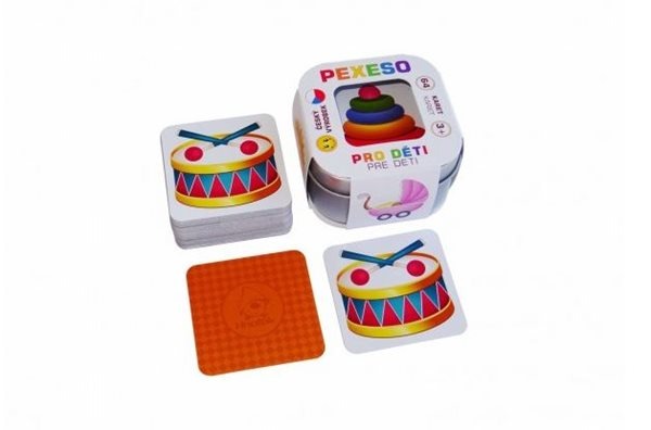 Pexeso Pro děti 64 karet v plechové krabičce 6x 6x 4 cm
