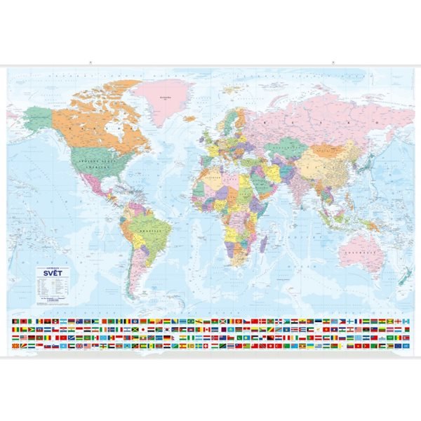 Svět nástěnná politická mapa s vlajkami