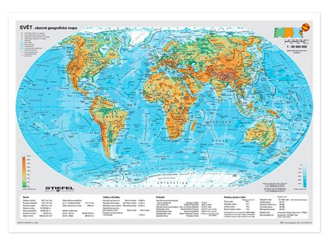 Svět obecně geografický + Svět politický - mapa A3