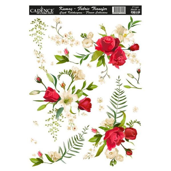 Nažehlovací obrázek na textil Cadence - růže a lilie