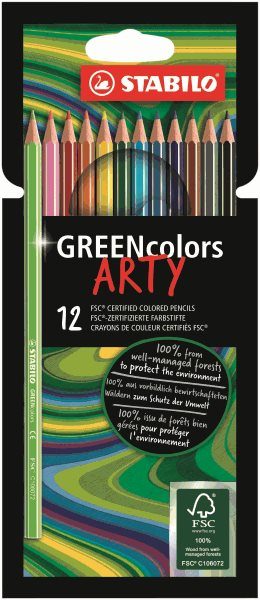 STABILO GREENcolors Pastelky ARTY - sada 12 barev