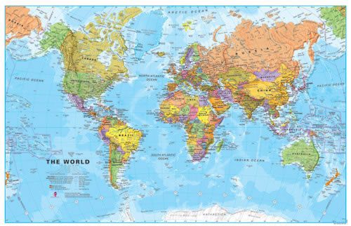 Svět -obří- politické rozdělení - 1:20 000 000 - nástěnná mapa /ZES/