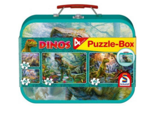 Puzzle Dinosauři 4 v 1 v plechovém kufříku (60