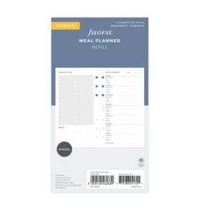 Filofax Nedatovaná náplň pro diář/Clipbook osobní - plánování jídla