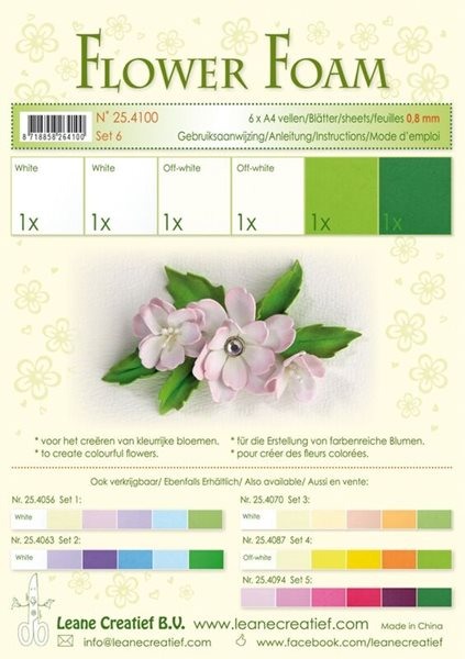 Speciální pěnová guma na výrobu květin A4 - bílo - zelené barvy
